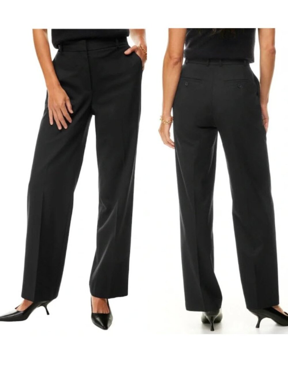 Aritzia Babaton Agency Black Wide Leg Tailored Trousers Size 10
